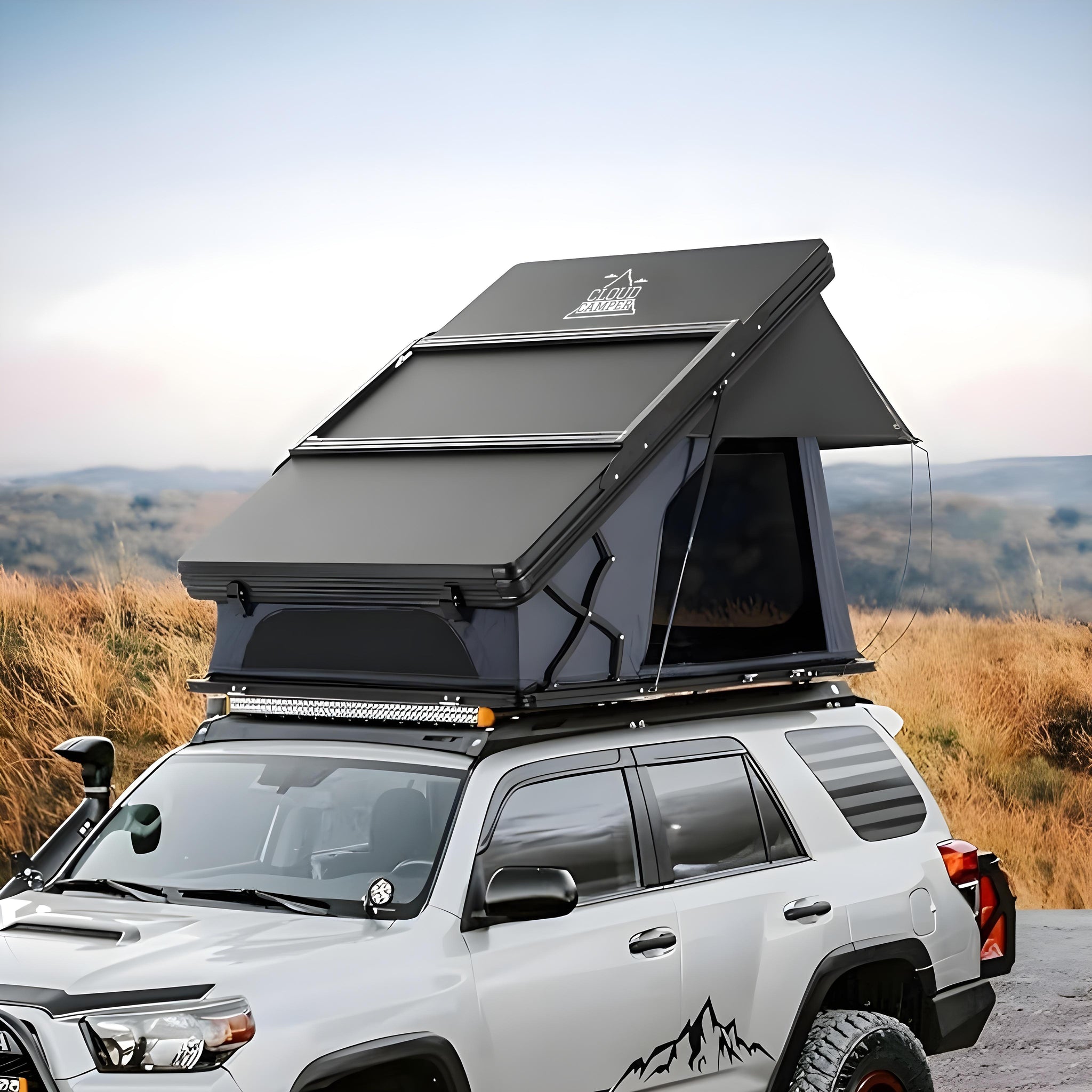 Cloud Camper 2-Person Quick Set-Up Car Roof-top tent (With Solar Panel Bracket)