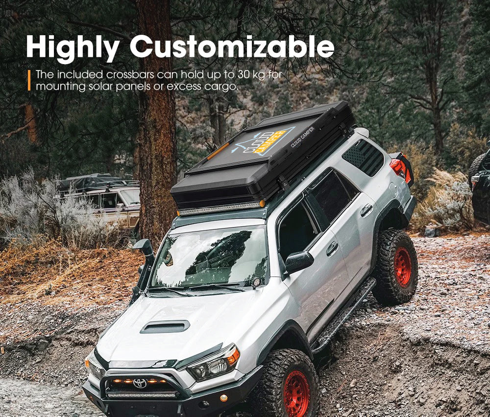 Cloud Camper Kalbarri Z 4-Person Hard Shell Roof-top tent for 4WD Camping (With Solar Panel Bracket, Mattress and Ladder)